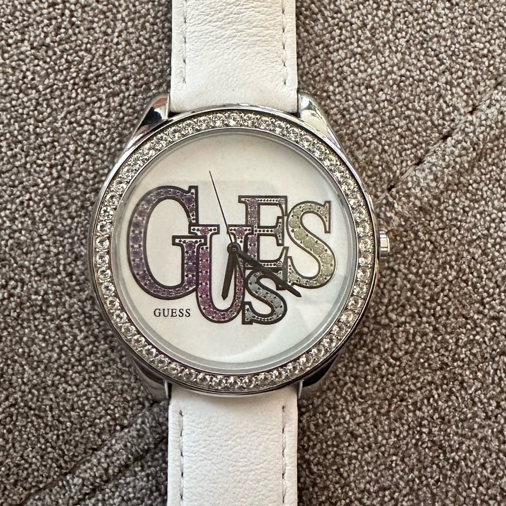 Guess watch with genuine leather watch